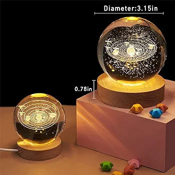 3D Solar System Crystal Ball Night Light