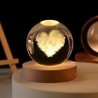 3D Heart Crystal Ball Night Light