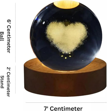 3D Heart Crystal Ball Night Light