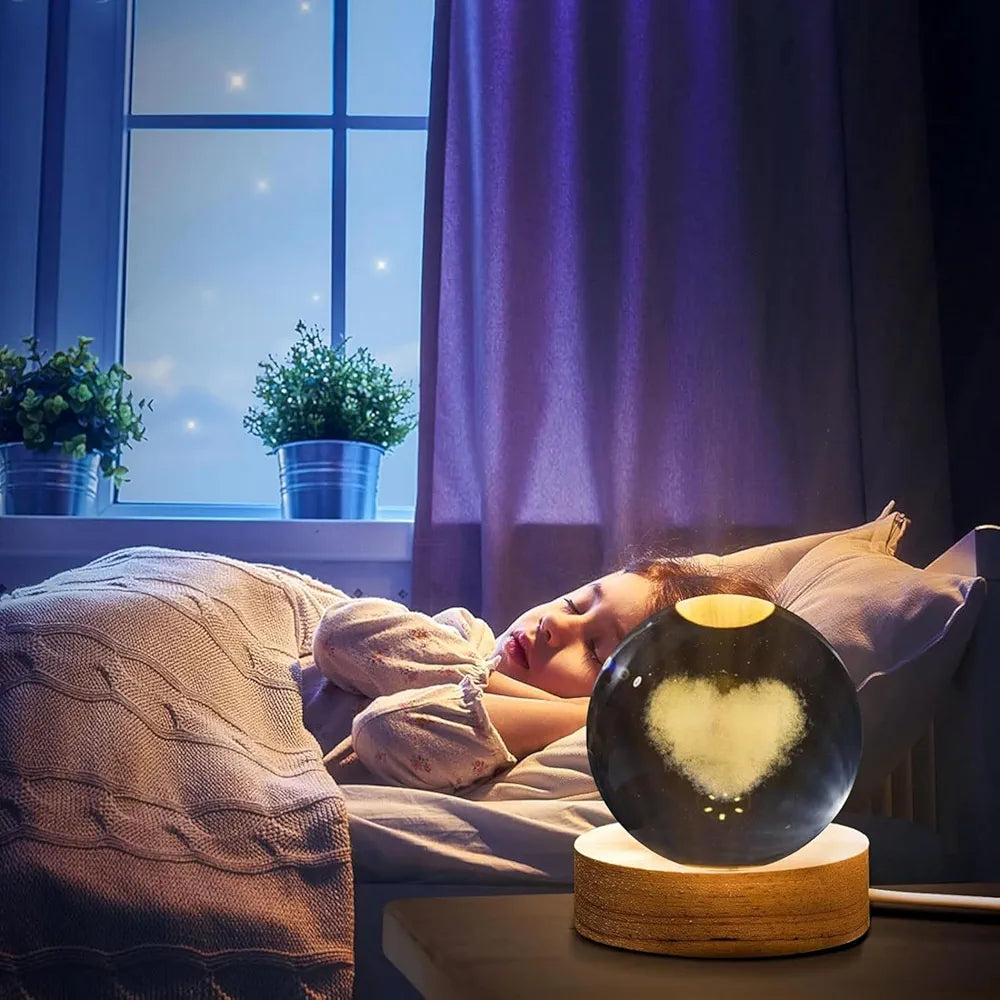 3D Heart Crystal Ball Night Light