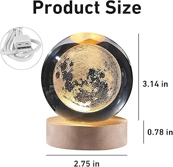 3D Moon Crystal Ball Night Light