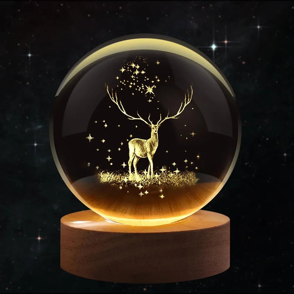 3D Deer Crystal Ball Night Light