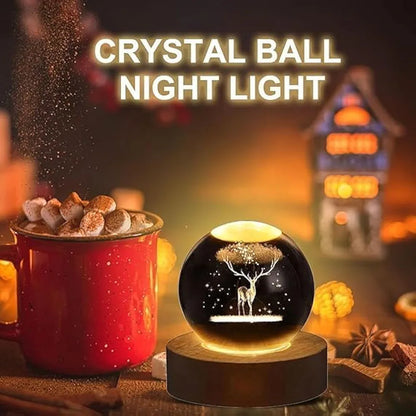 3D Deer Crystal Ball Night Light