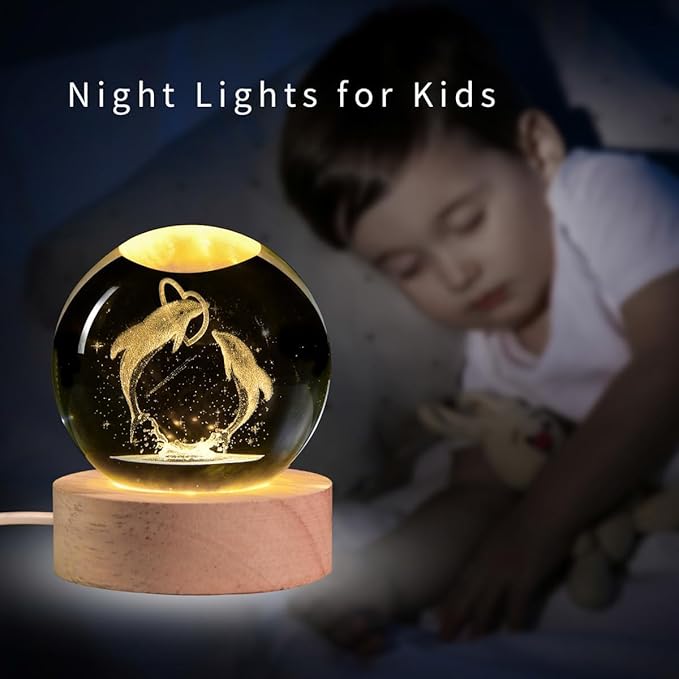 3D Dolphin Crystal Ball Lamp