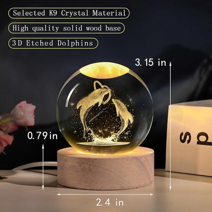 3D Dolphin Crystal Ball Lamp